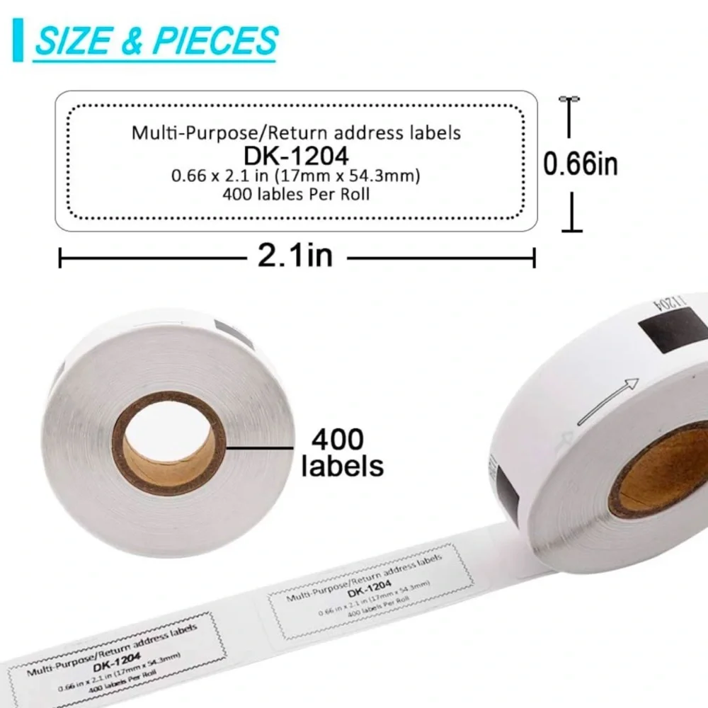BROTHER White Label Roll Set of 4000 w Black Holders Pack of 10 NEW SEALED Rolls
